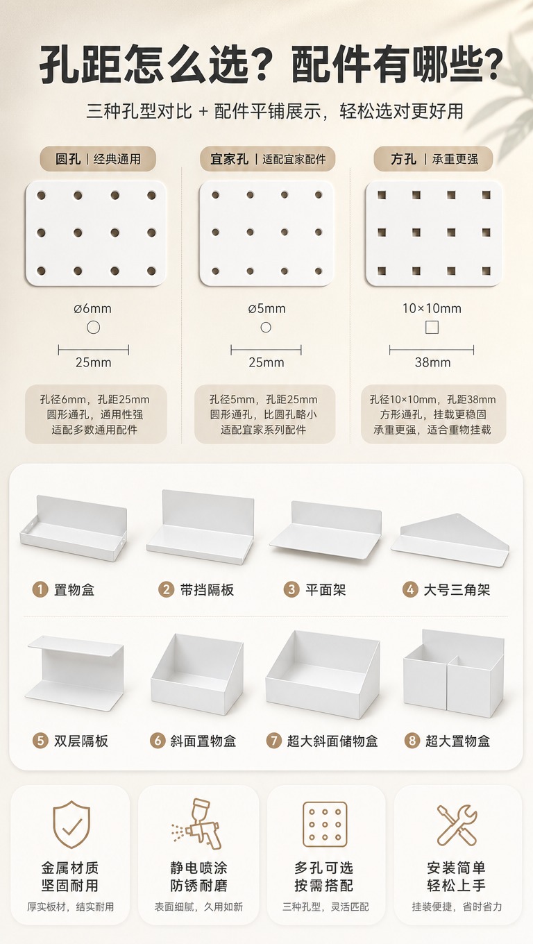 [商品] 上半部分三种孔型对比：圆孔（孔径6mm，孔距25mm… - 图片创意预览