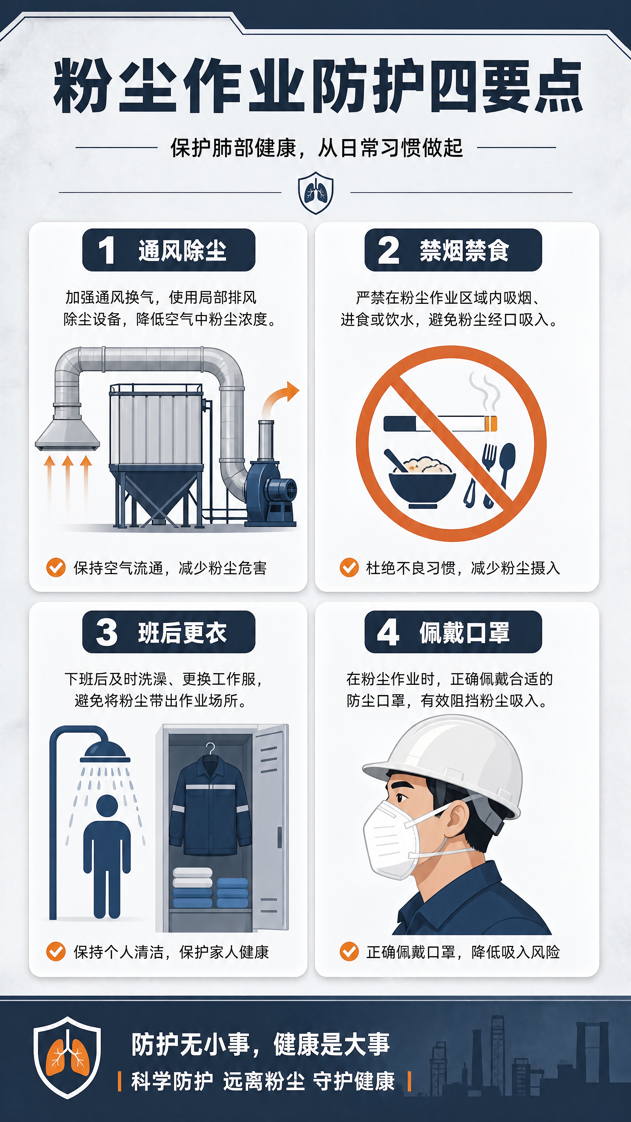 [商品] 无实物商品，为职业健康科普信息图；内容为粉尘作业防护… - 图片创意预览