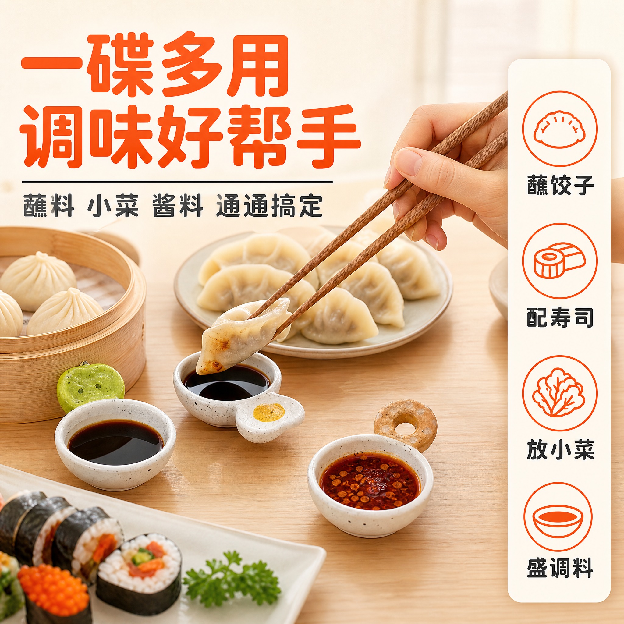 [主图-2] 核心亮点 多用蘸料调味 展示小料碟的实际使用场景… - 图片创意预览