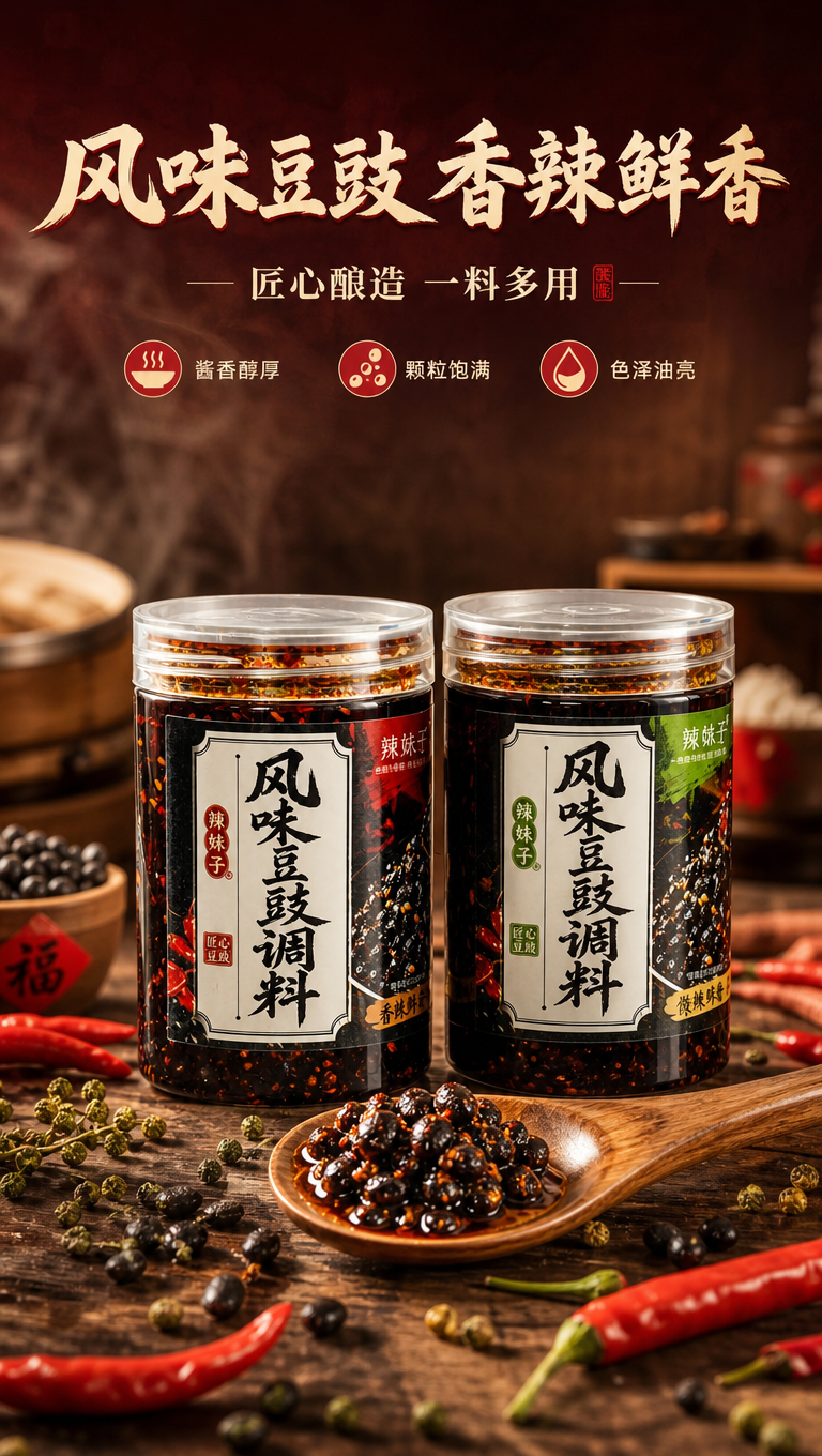 [商品] 使用【图1】香辣味风味豆豉（红标红辣椒图案）和【图2… - 图片创意预览