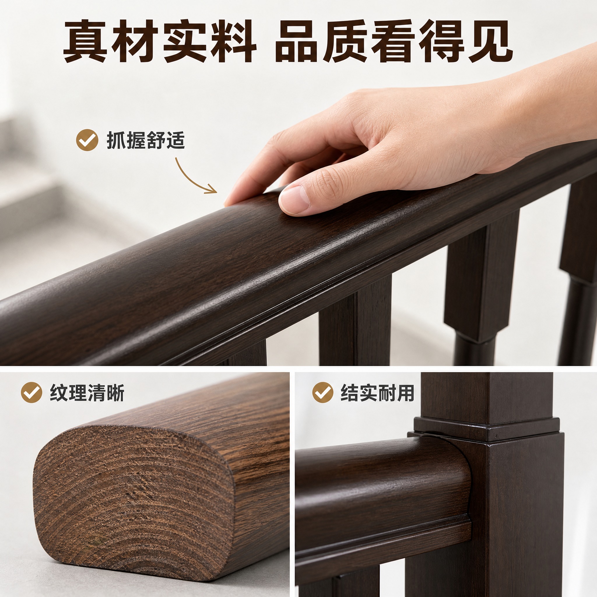 [主图-3] 实木扶手材质工艺细节图，任务是证明抓握舒适、纹理… - 图片创意预览