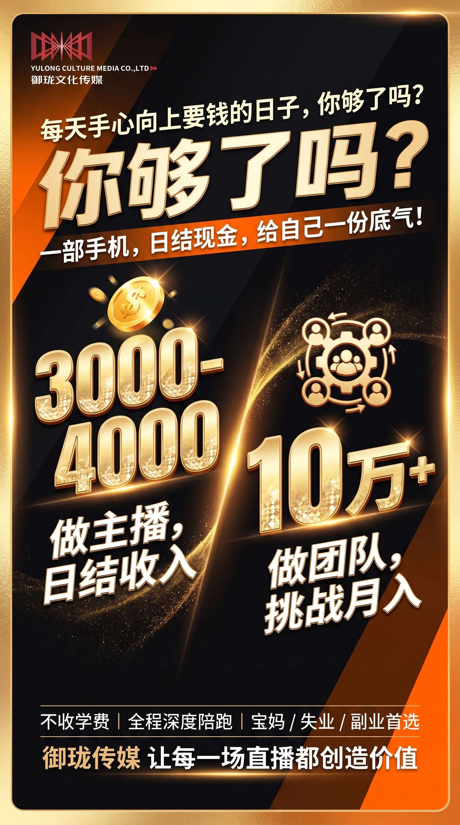 1. 痛点直击型海报，左上角放置提供的御珑文化传媒logo和完… - 图片创意预览