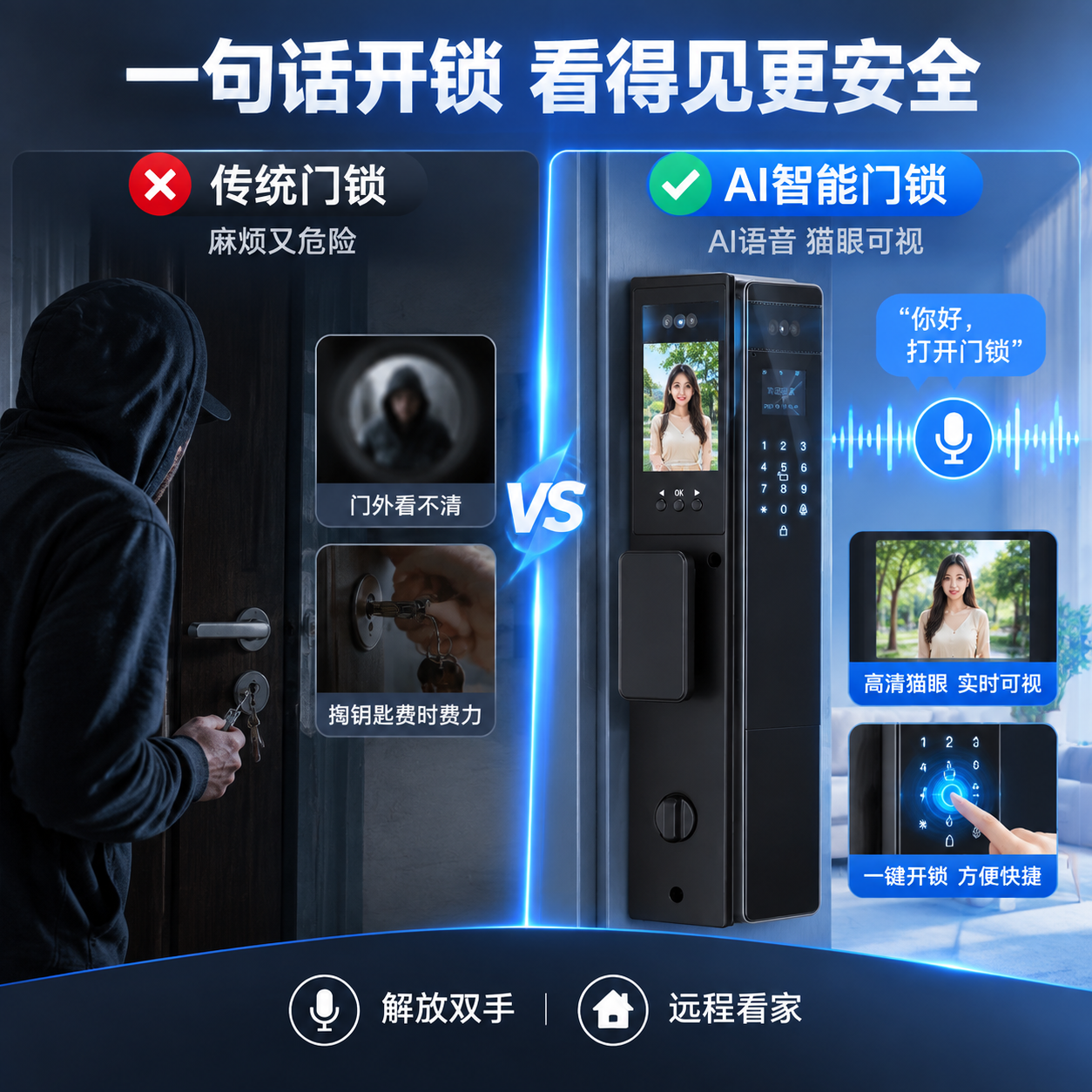 [主图-2] 核心价值：AI语音控制+可视猫眼双核心卖点，用可… - 图片创意预览