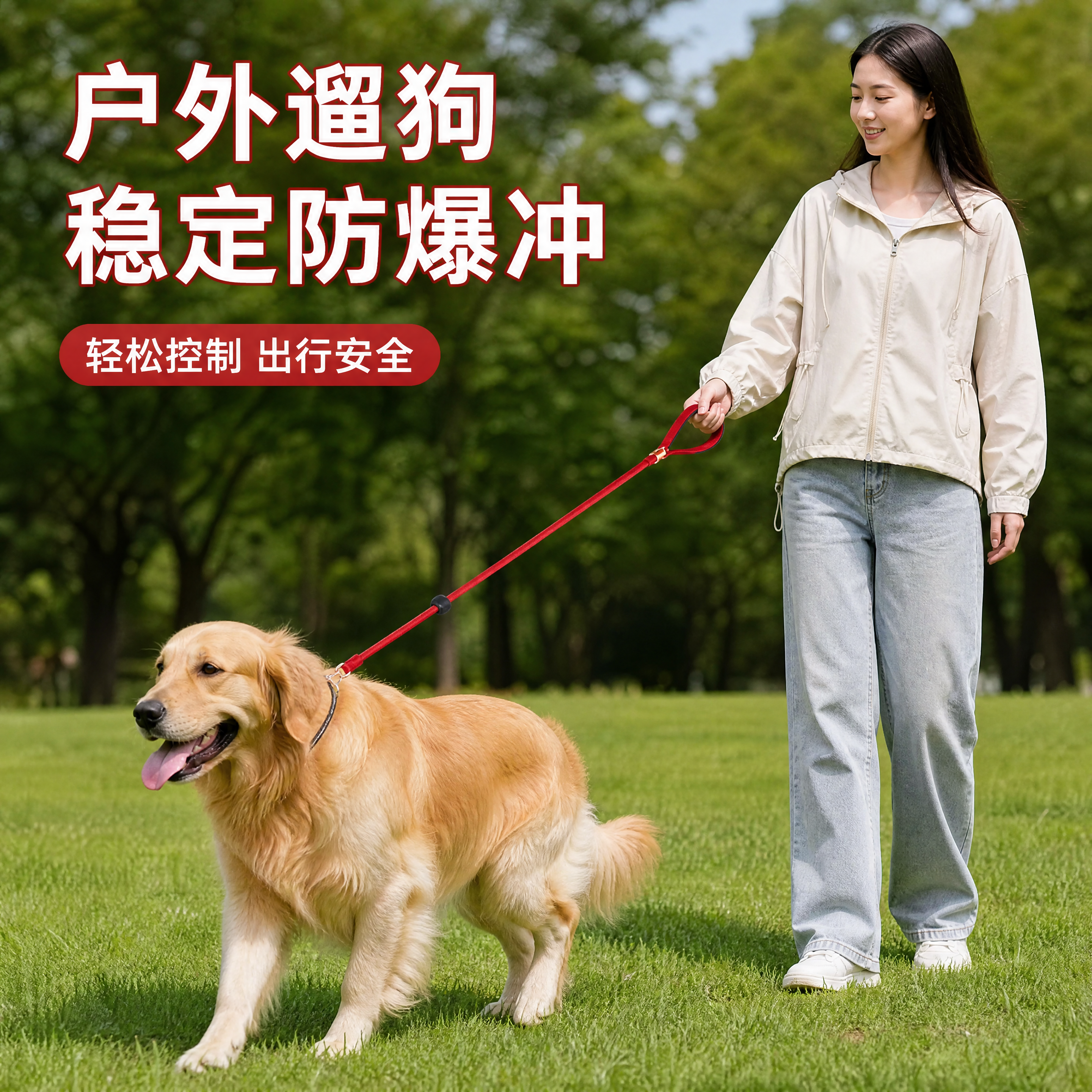 [主图-5] 户外遛狗使用场景展示 [氛围风格] 真实户外使用… - 图片创意预览