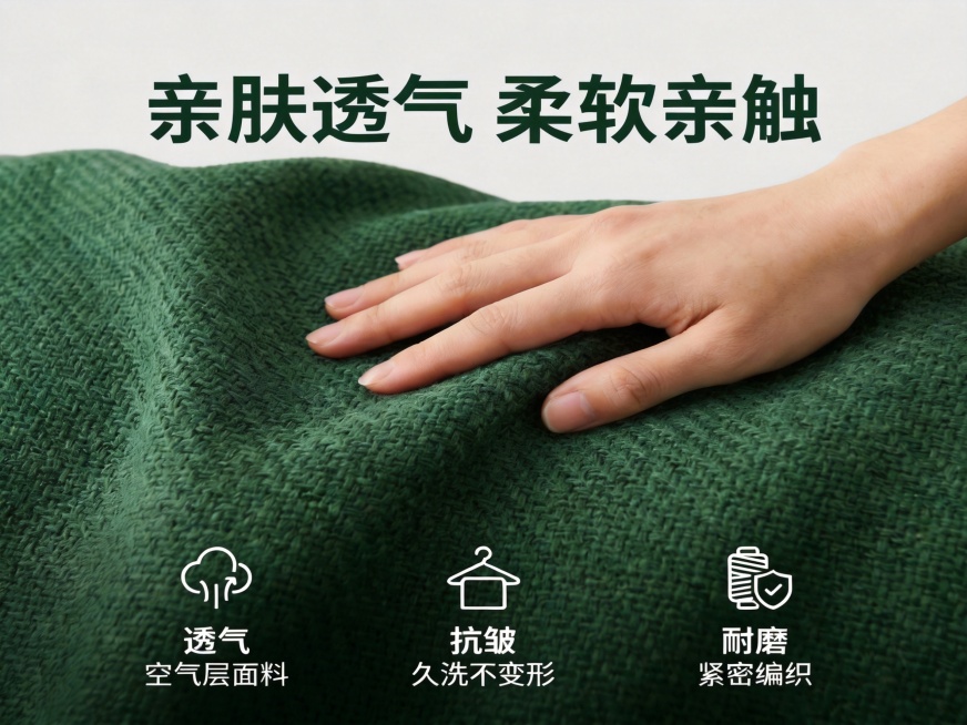 保持原图内容不变，只调整图片比例为4:3，保留原文字、手部和绿色布料内容预览效果