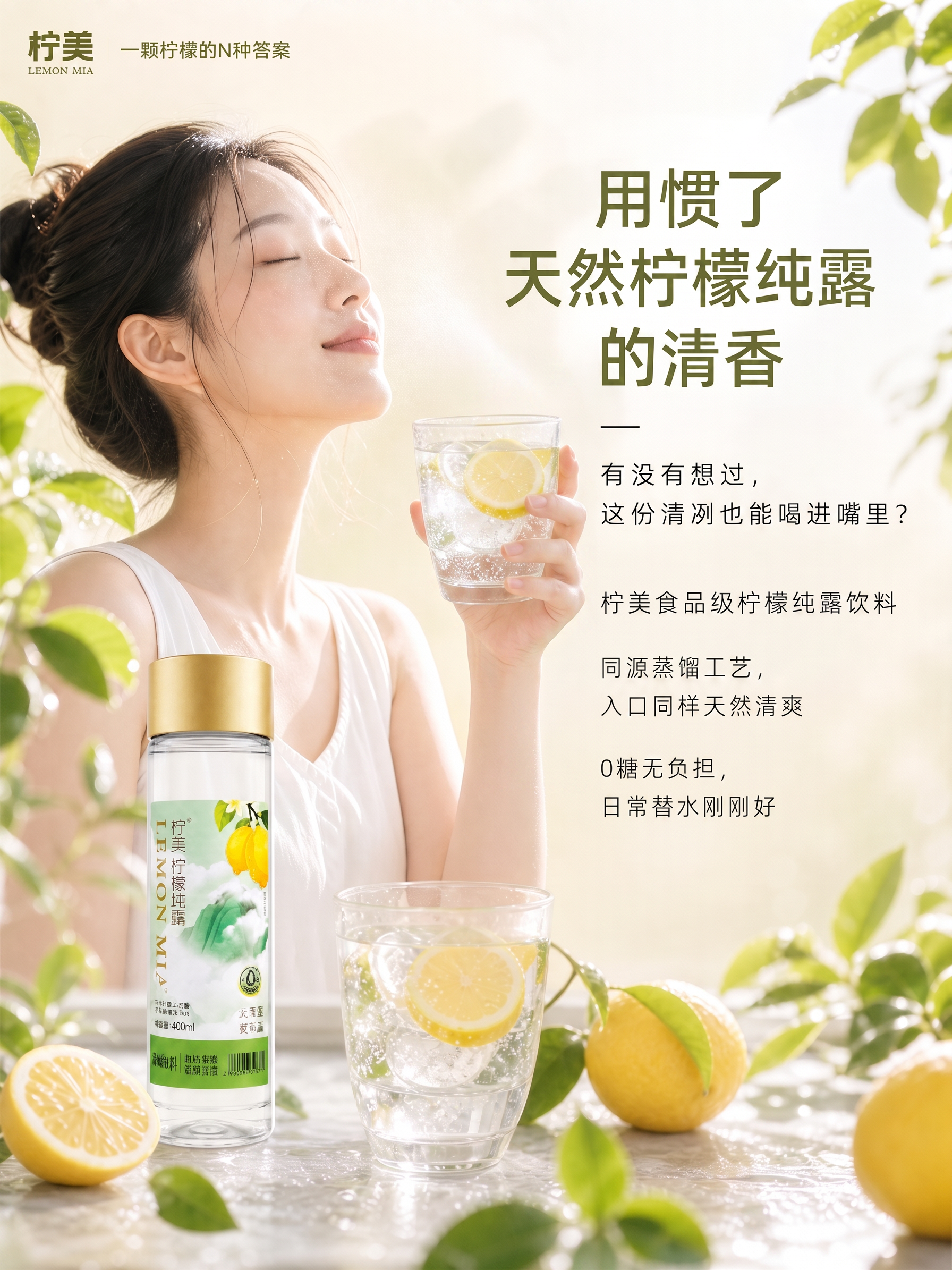 人物手上产品去掉，手端着玻璃杯，玻璃杯里装着柠檬水 - 图片创意预览