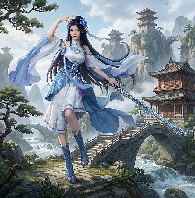 「图片1」把这张图变成真人摄像风格的，加上古代背景