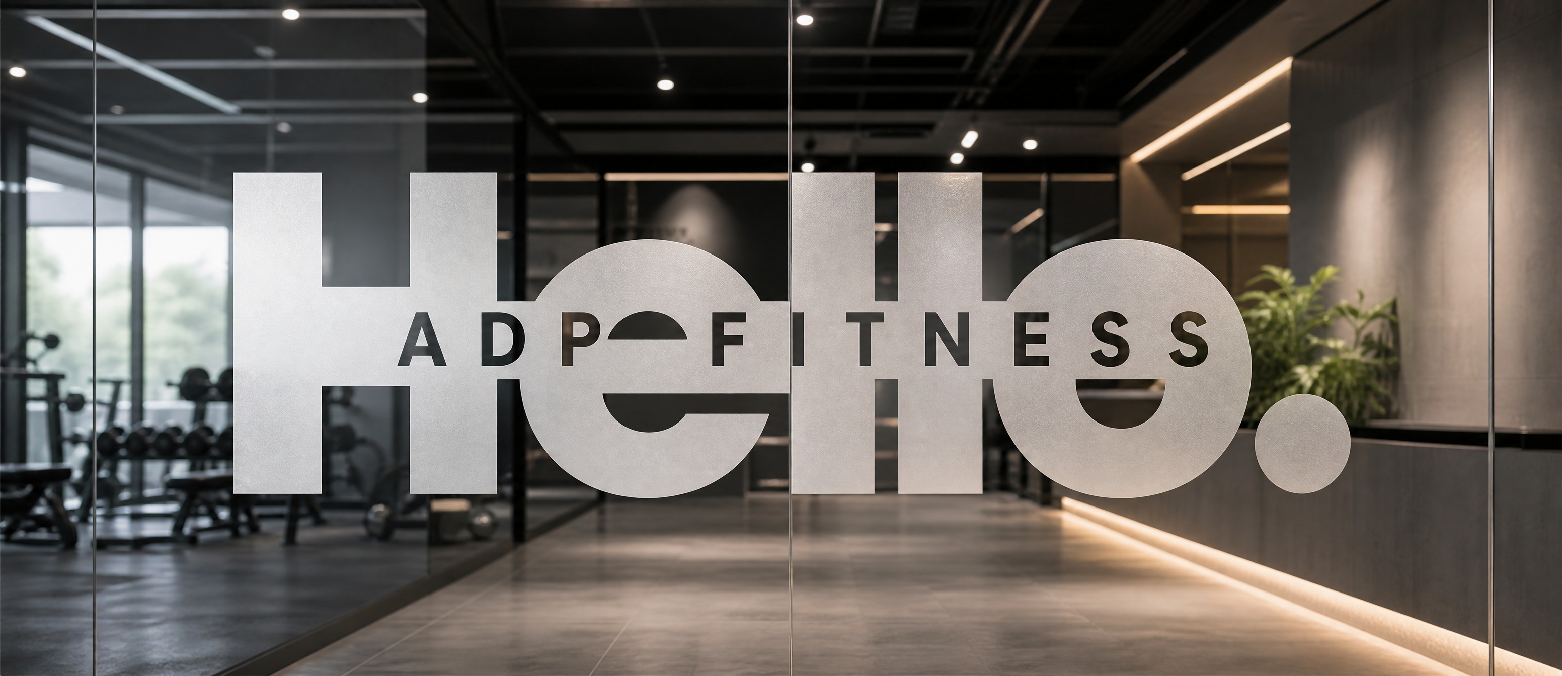 完全参考之前的Hello.+ADP FITNESS玻璃贴设计风… - 图片创意预览