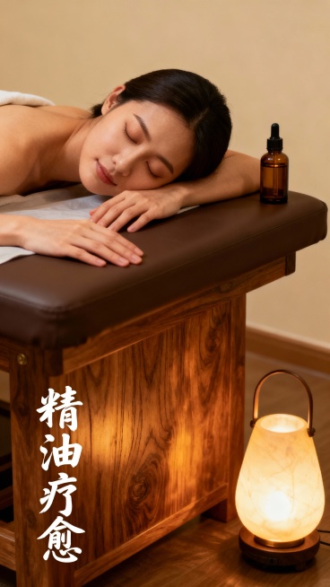 生成50张按摩休闲的图文，图片加入一些文字预览效果