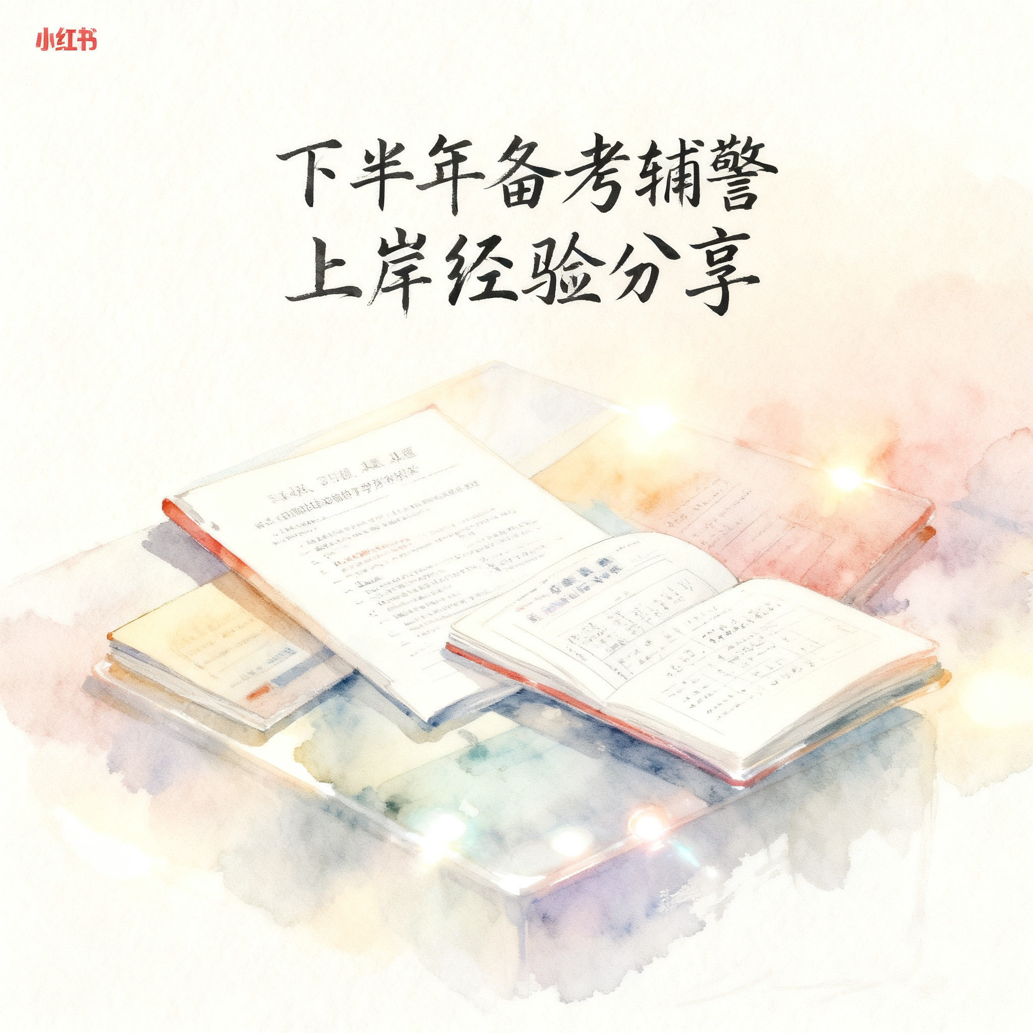 小红书风格辅警备考资料主图，1:1正方形，适合年轻人审美，清新… - 图片创意预览