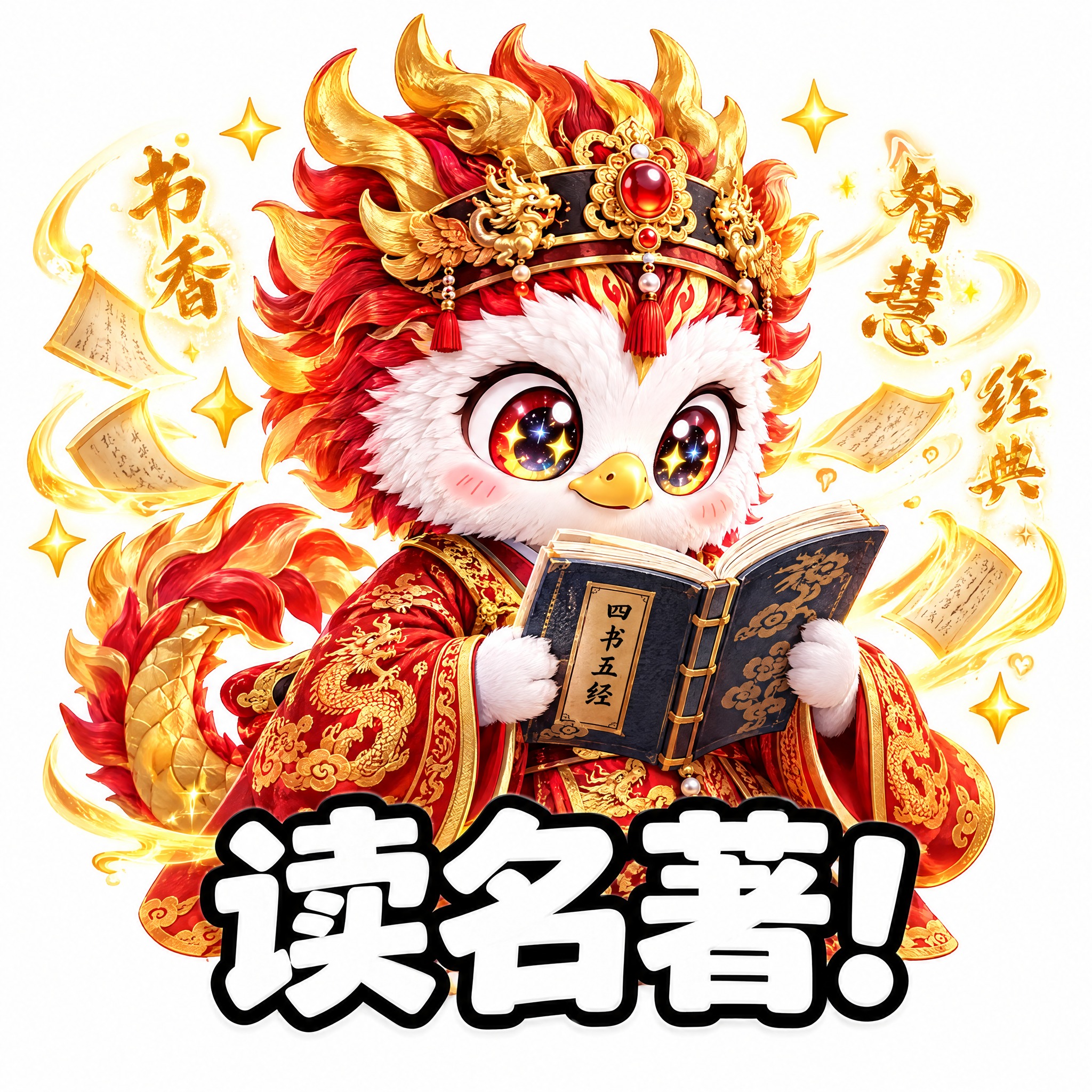 参考图1的表情包风格，Q版可爱的火龙神兽表情包，纯白色背景。红… - 图片创意预览