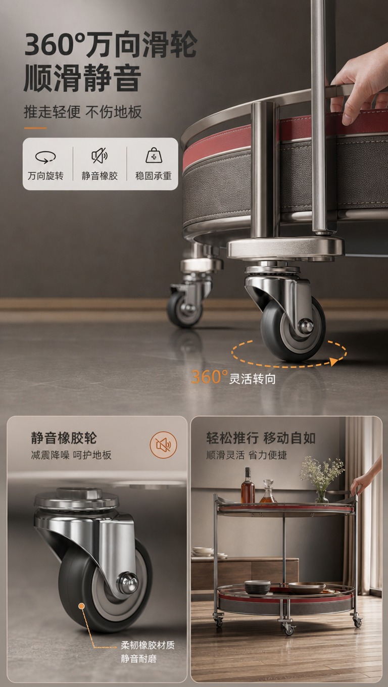 [商品] 使用【图1左】DS-810A深灰色马鞍皮不锈钢移动餐… - 图片创意预览