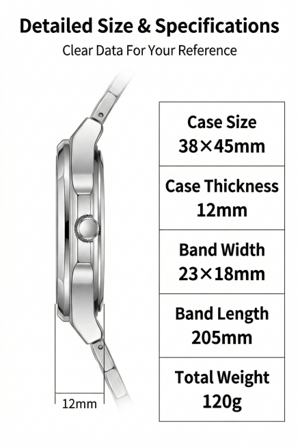 2:3 vertical screen, European and American minimalist style, watch side proportion view on the left,预览效果