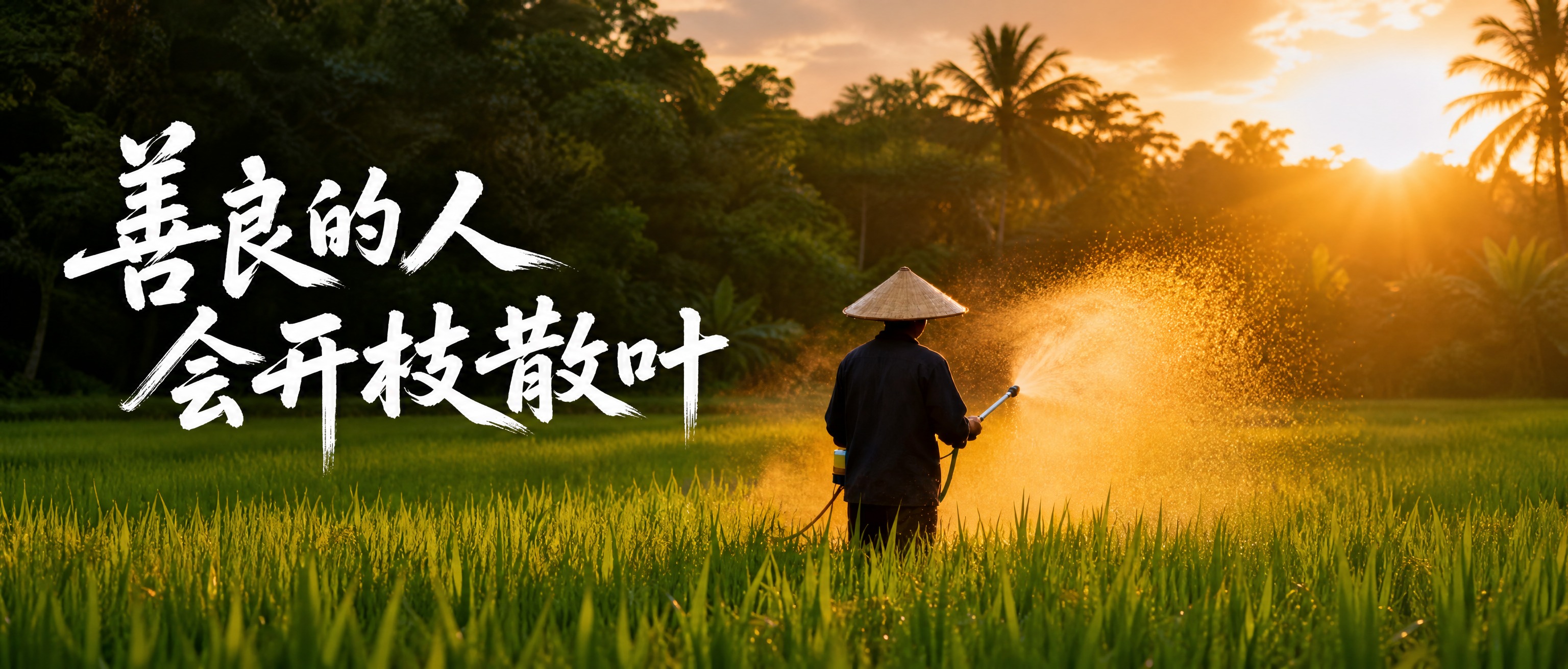参考图1的稻田农民日落场景风格，保持画面的温暖金色夕阳光线、绿… - 图片创意预览