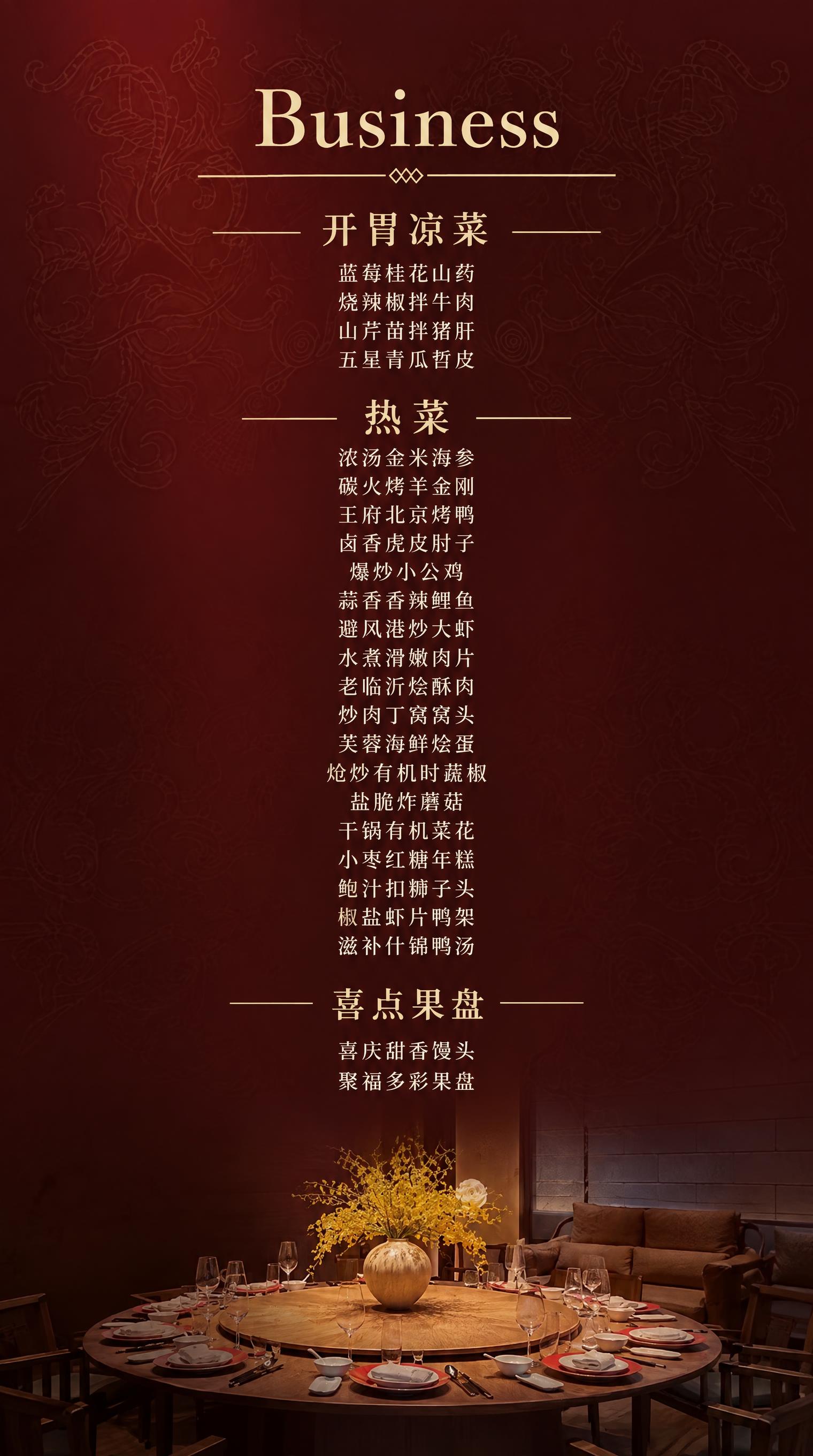 保留原图的深红色中式暗纹背景和底部包间圆桌场景背景，去除原图上… - 图片创意预览