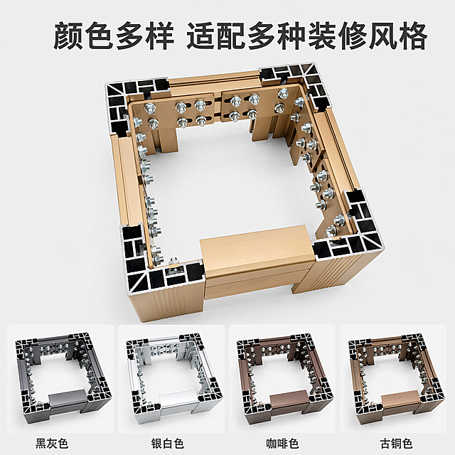 「图片1」，生成一套主图（3张），商品名称是别墅梯铝型材，卖点是耐腐蚀性，耐候性、硬度够、颜色多样、适配淘宝/天猫平台，主图比例为1:1