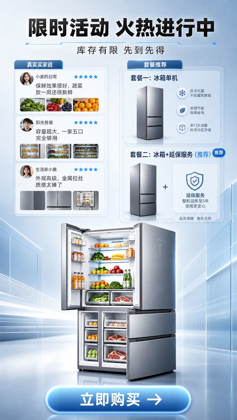 [商品] 使用【图1】风冷无霜变频多门冰箱；保留银灰色金属拉丝… - 图片创意预览