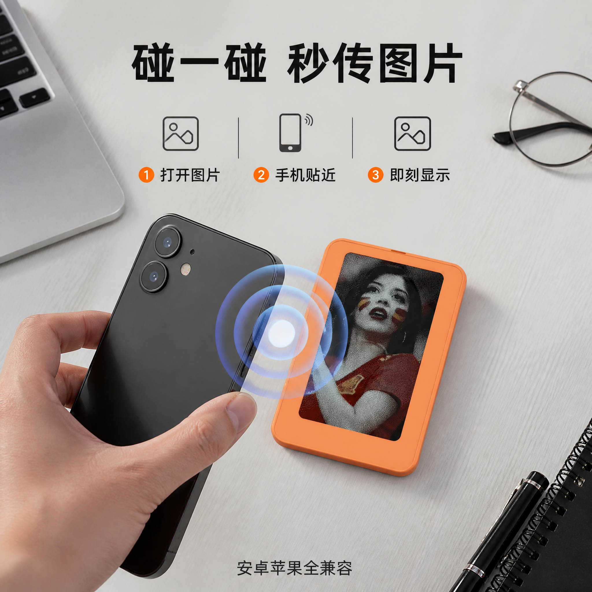 [主图-6] NFC传图操作演示 手机一碰即传 [氛围风格]… - 图片创意预览