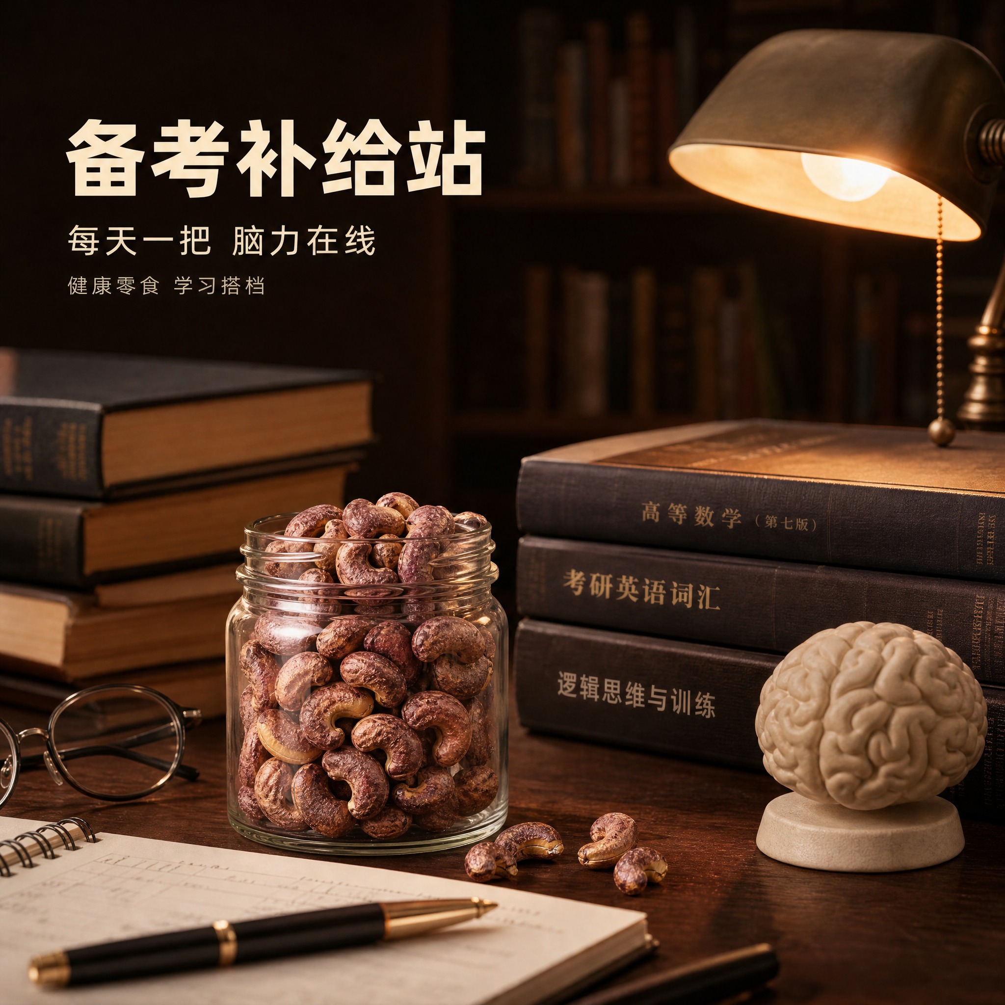[主图-16] 紫衣盐焗腰果护脑益智功能图，突出学生/备考人群… - 图片创意预览