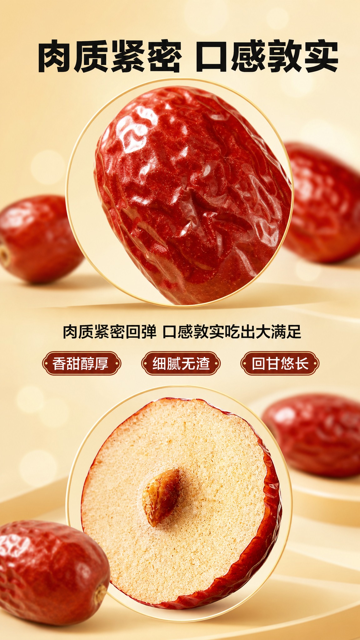 [商品] 本页展示灰枣口感细节，使用多颗完整灰枣和切开的灰枣组… - 图片创意预览