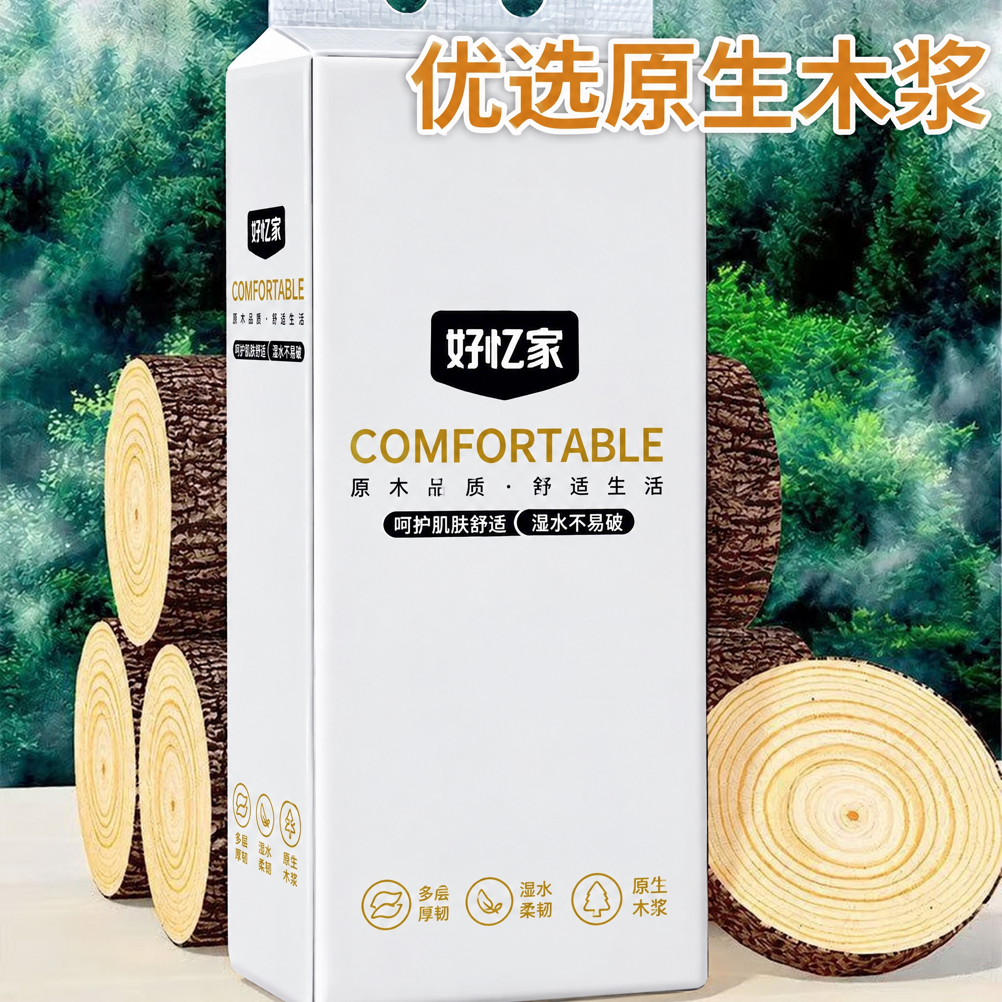 将图中包装盒外包装上原有的全部品牌与图案内容彻底清除（橙色底色… - 图片创意预览