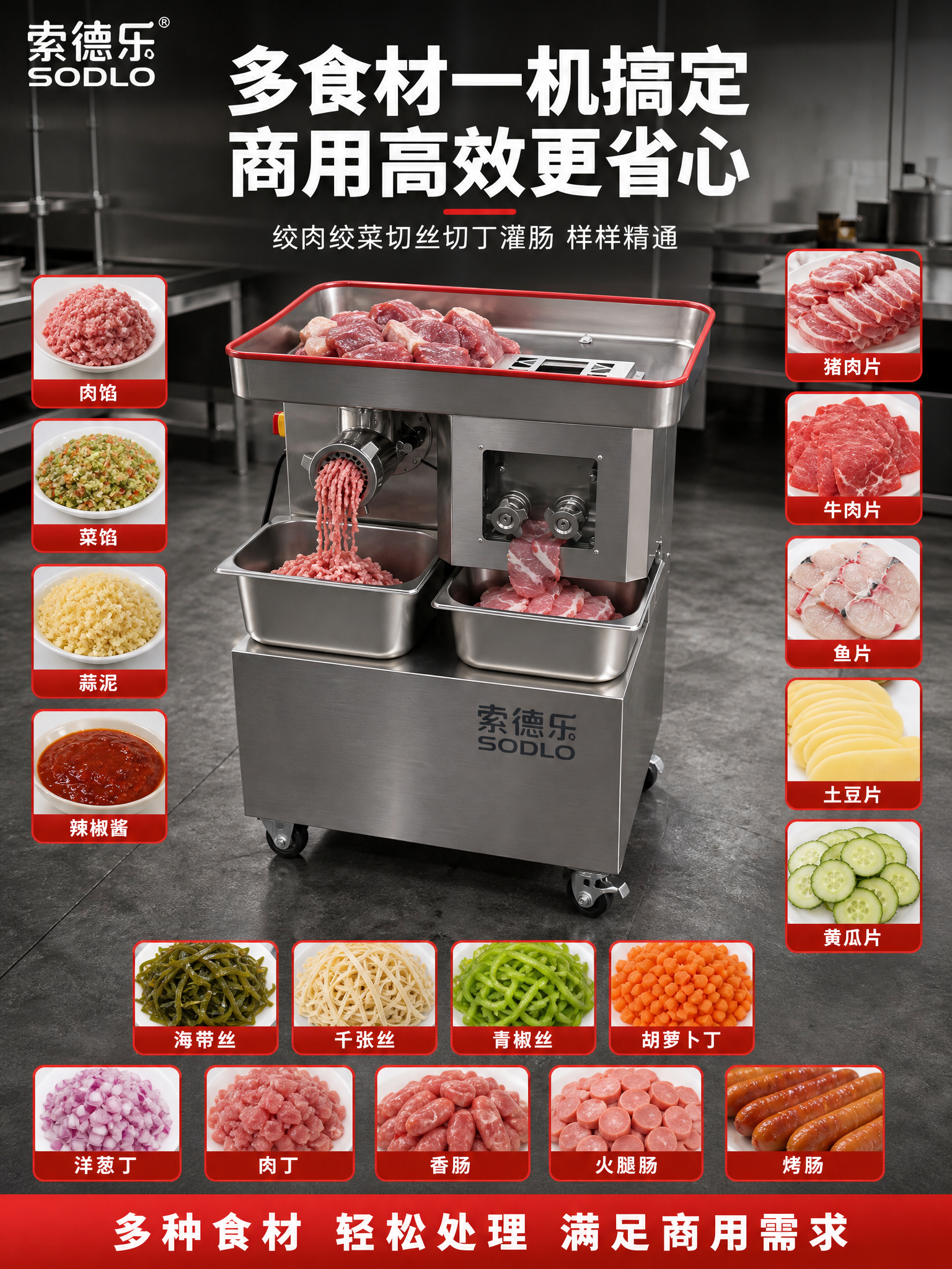 索德乐绞切机多食材多功能场景使用详情图 3:4竖版 [商品]… - 图片创意预览