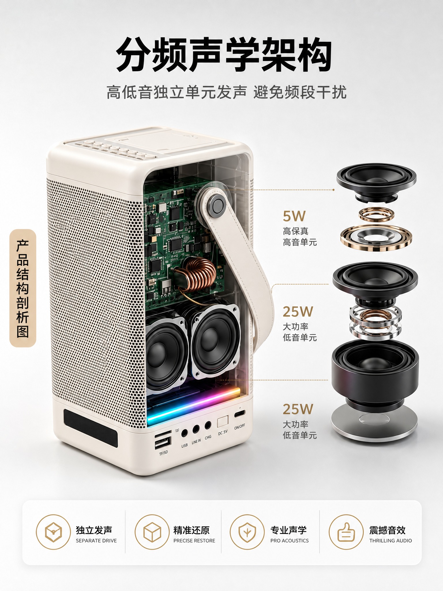 [主图-3] 分频声学架构 产品结构剖解与发声单元证据图。 [… - 图片创意预览
