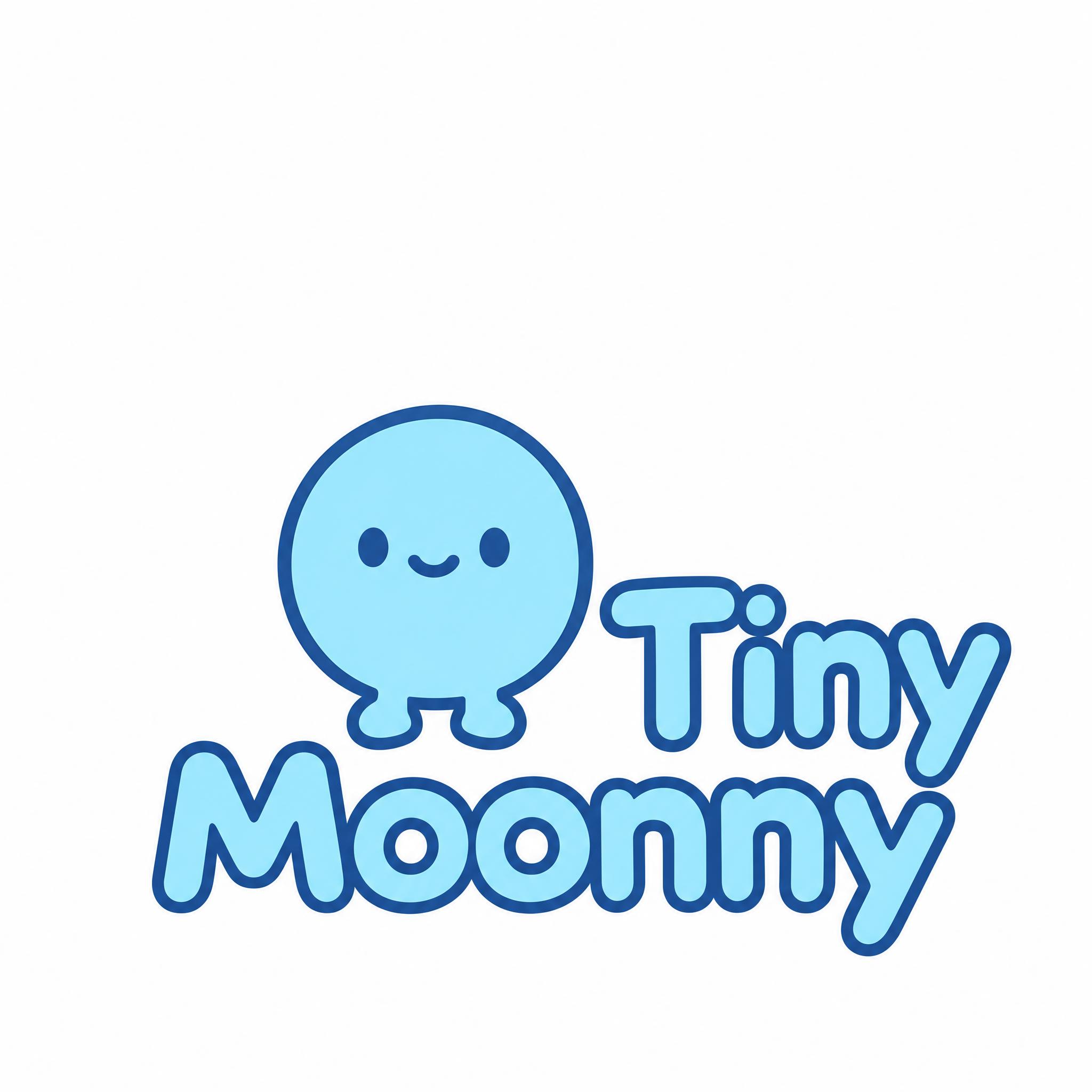 重新设计Tiny Moonny品牌logo排版。浅蓝色圆形吉祥… - 图片创意预览