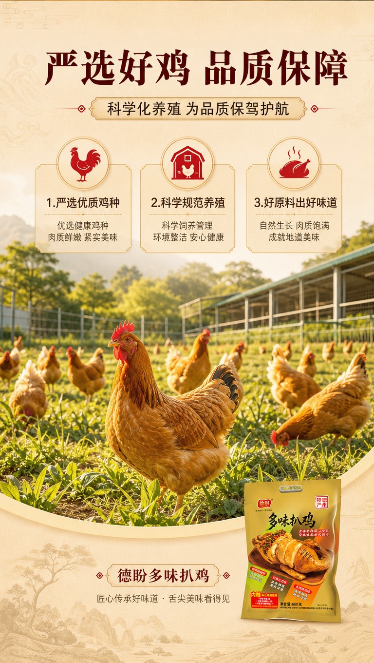 [商品] 使用【图1】德盼多味扒鸡金色包装袋作为辅助元素小尺寸… - 图片创意预览