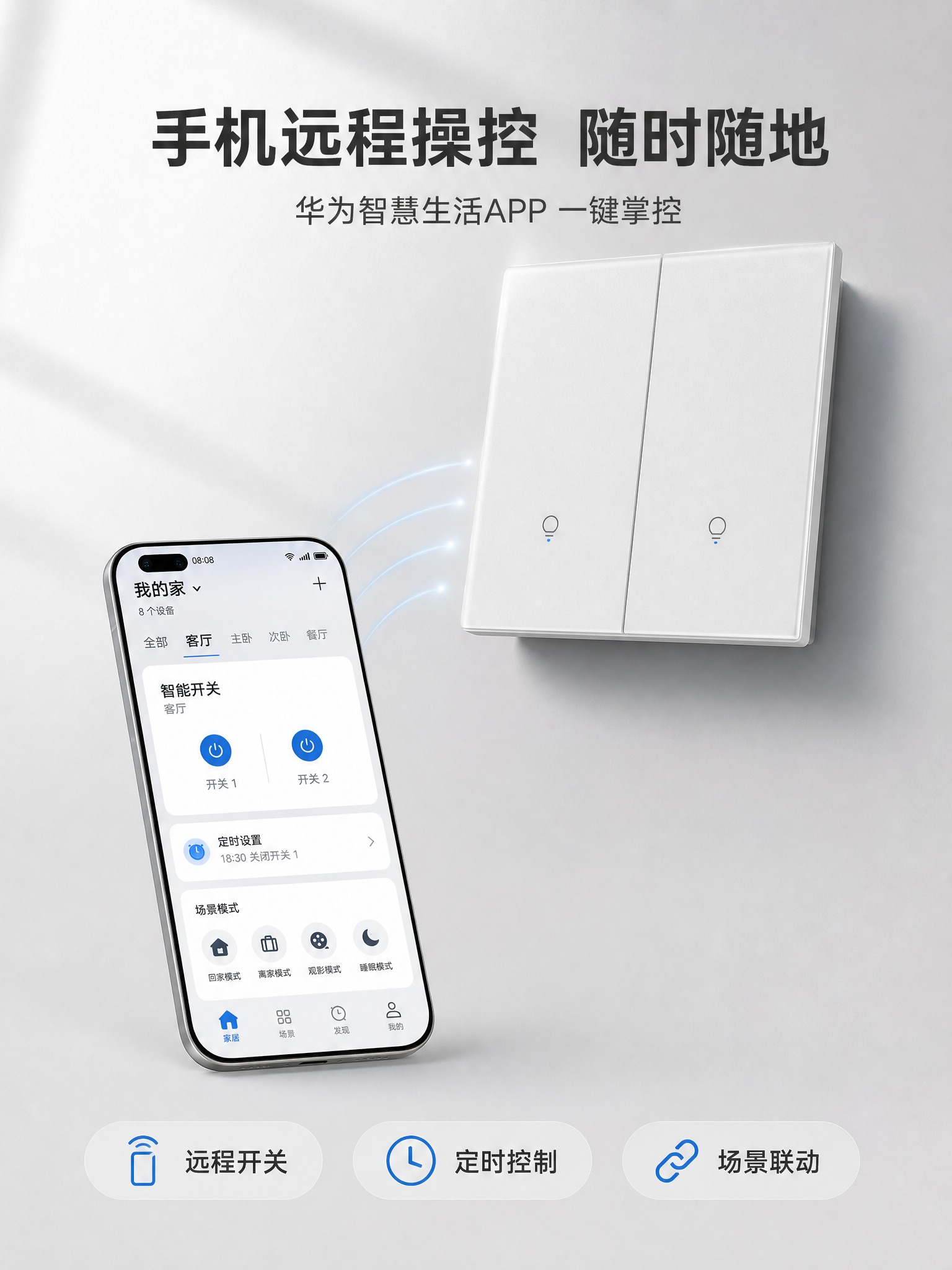 [商品] 使用【图2】二开智能开关；保留双按键、白色AG玻璃面… - 图片创意预览