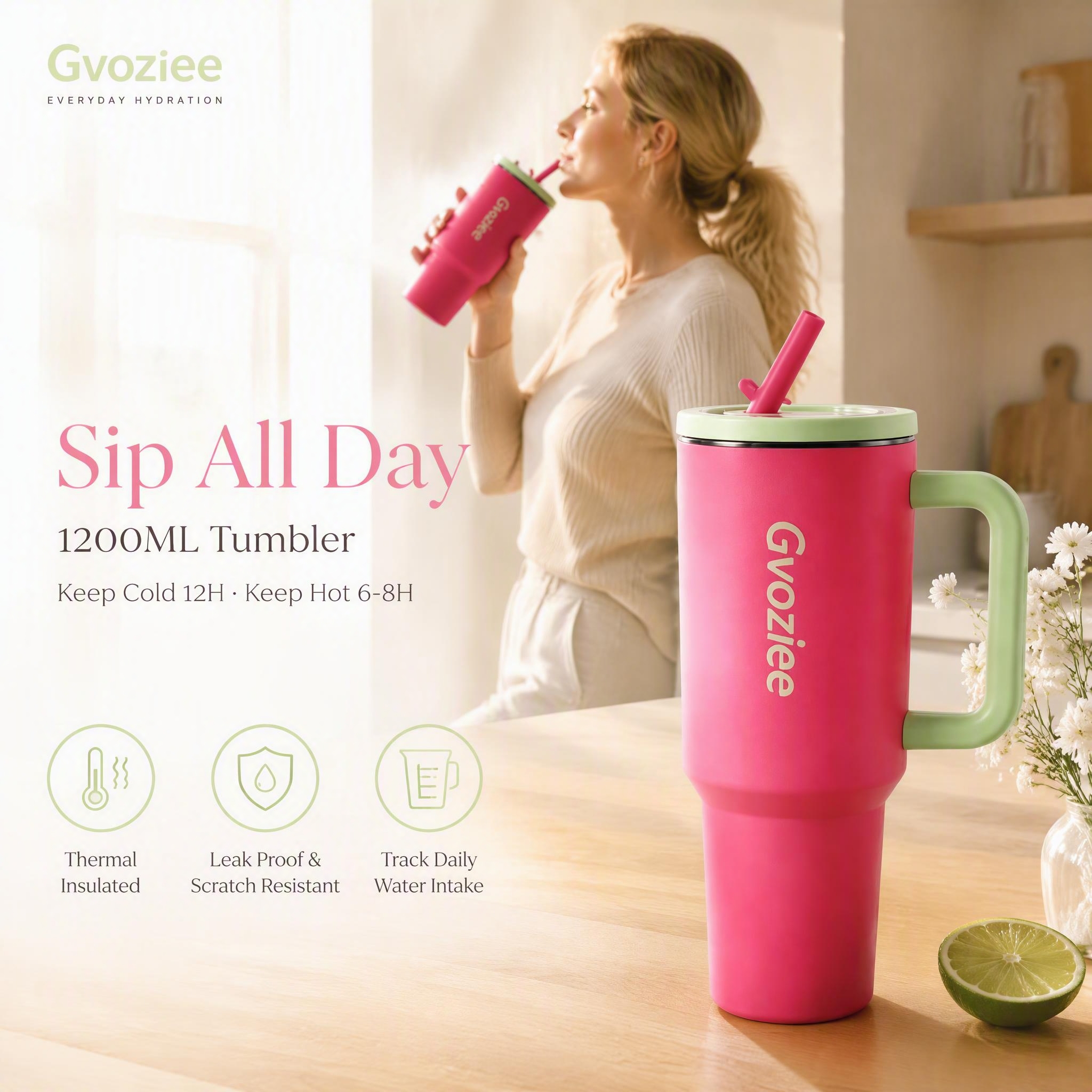 [单张主图] 1200ML Tumbler botol Lea… - 图片创意预览