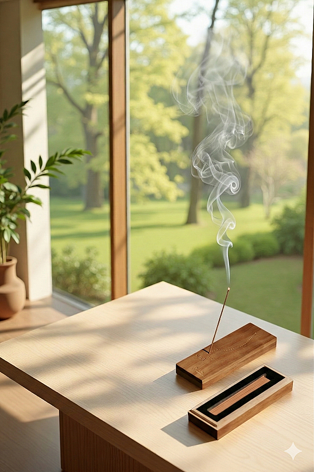 在香的头部生成美丽优雅自然的烟，保留产品原有元素