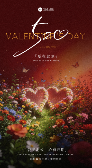 520情人节日签通用海报美业美容院祝福问候海报预览效果