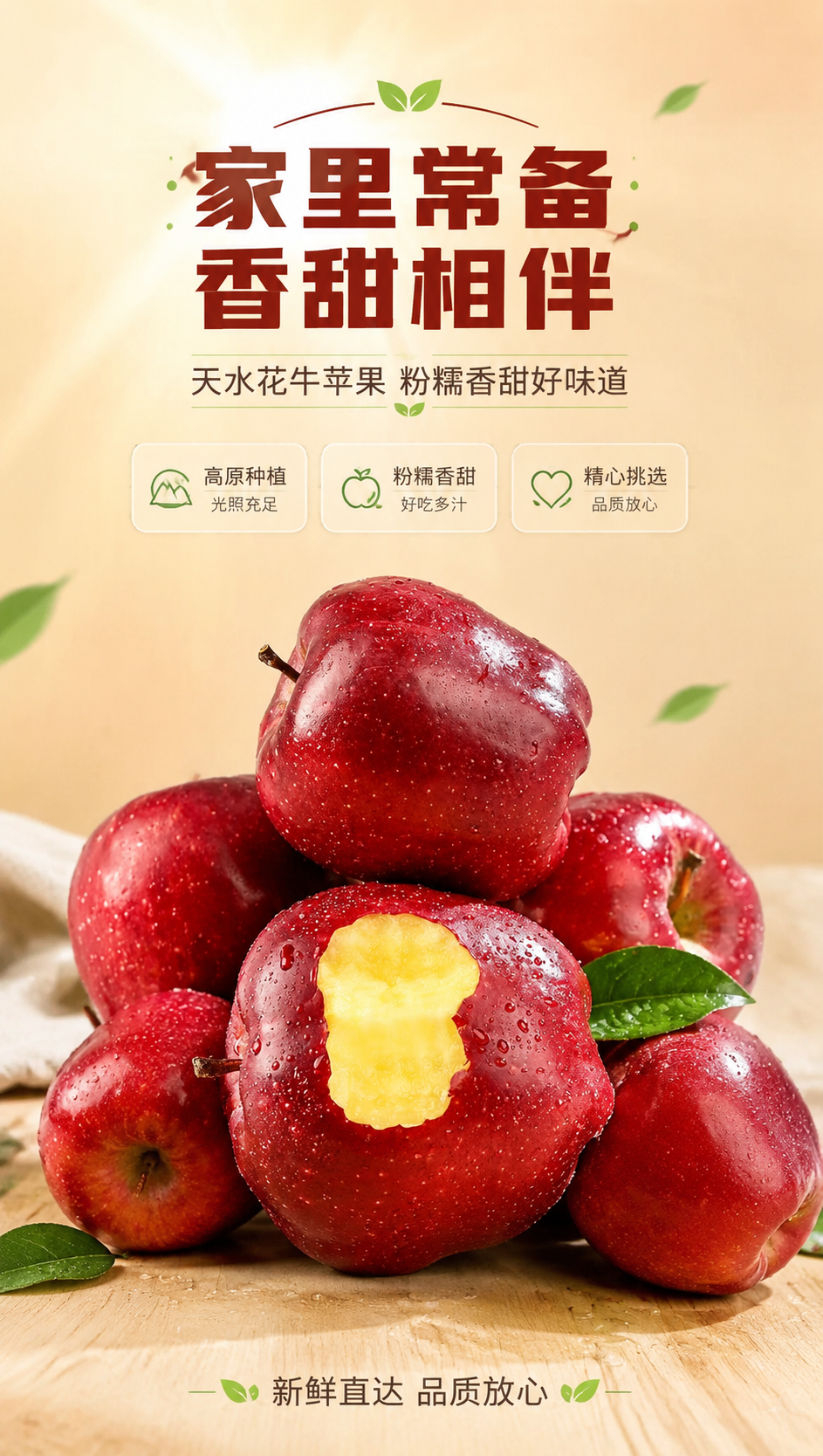 [商品] 使用【图1】天水花牛苹果；保留红亮外皮、果点、五棱果… - 图片创意预览