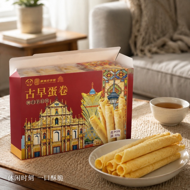 [主图-4] 岭南古早黄油蛋卷食用场景展示 [氛围风格] 生活化预览效果