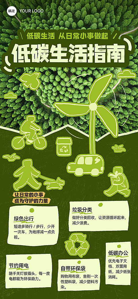世界环境日低碳生活指南手绘清新风环保科普手机海报