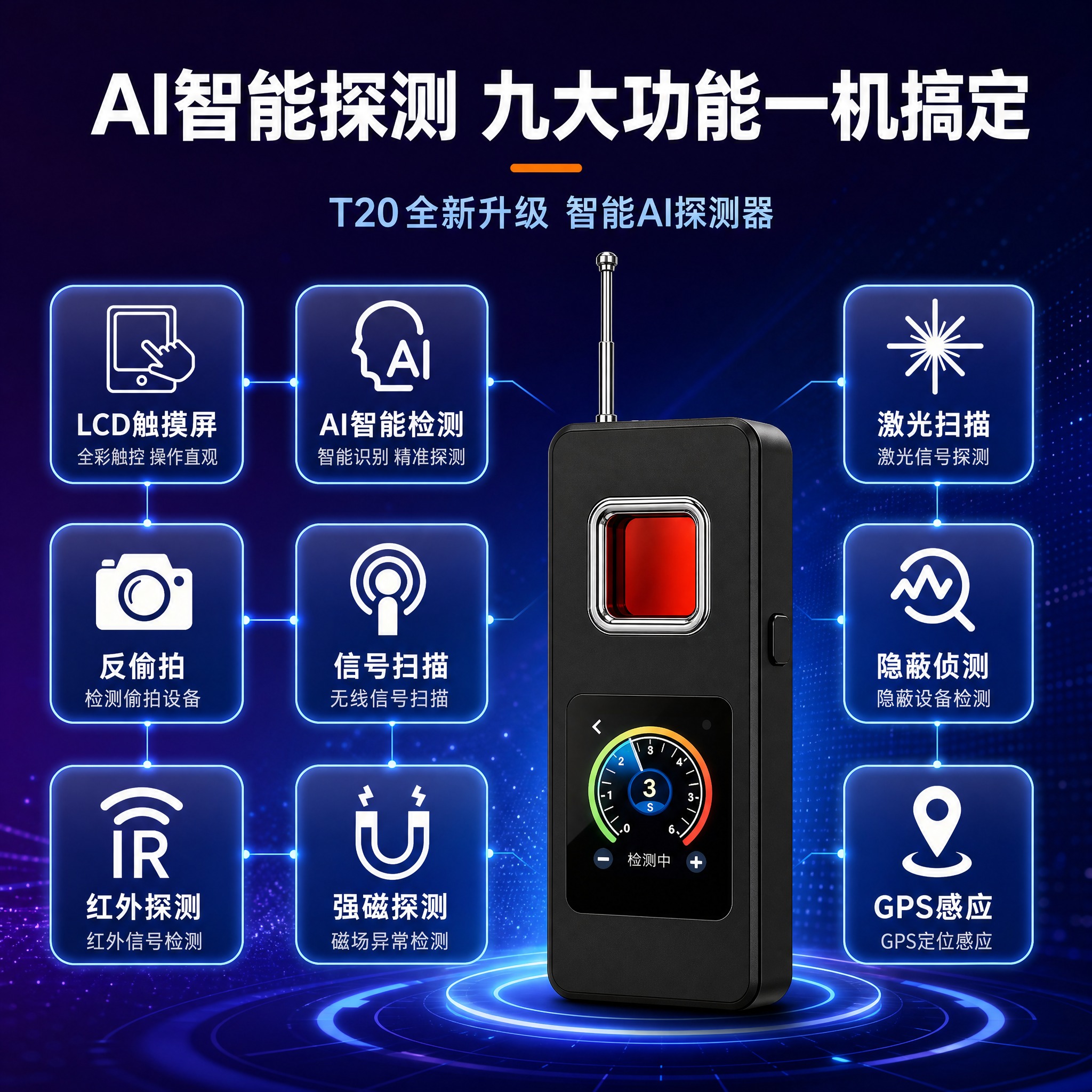 [主图-2] 核心价值与多功能总览，展示T20探测器的9大核心… - 图片创意预览