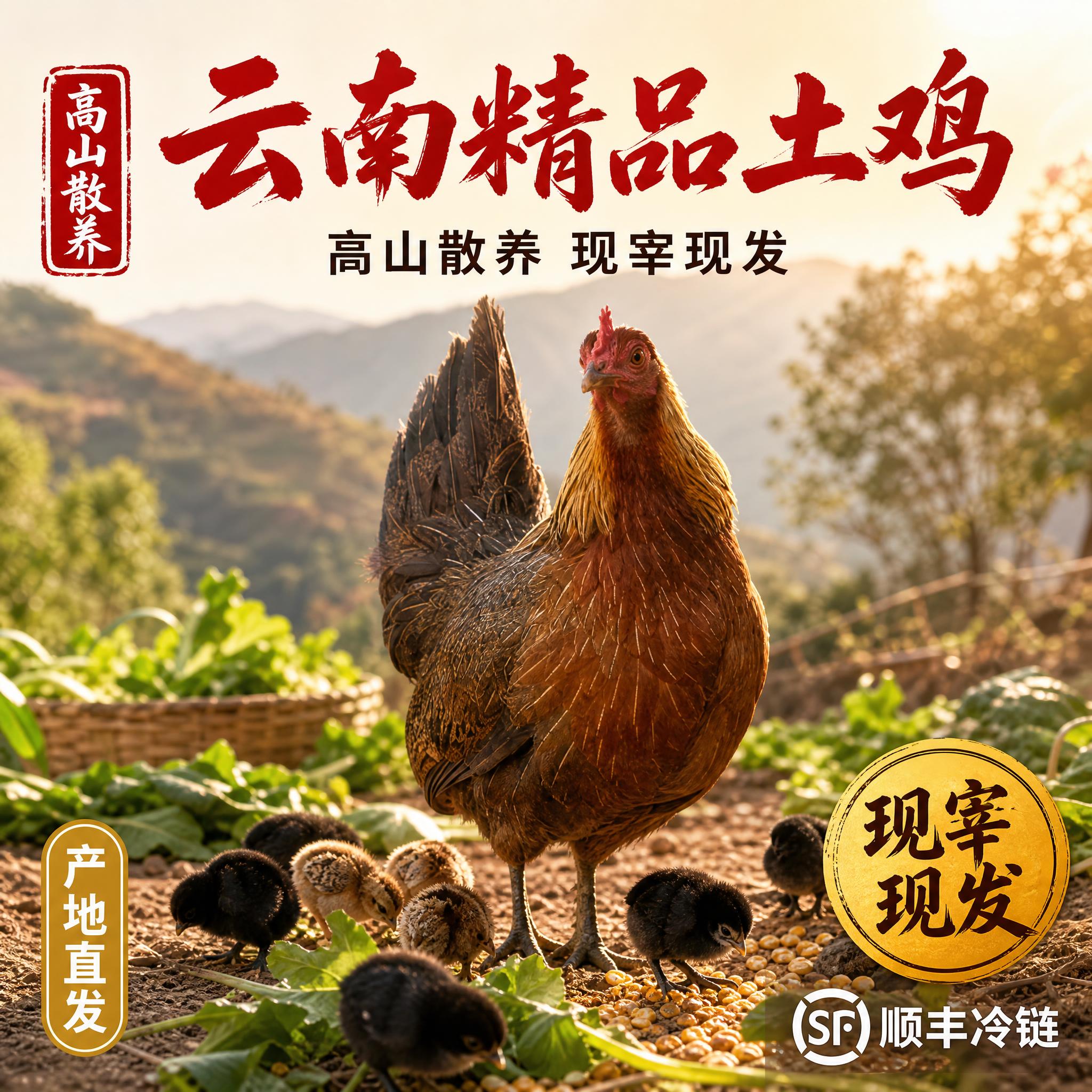 [主图-1] 云南精品土鸡首图，主打高山散养产地氛围与食欲感，… - 图片创意预览
