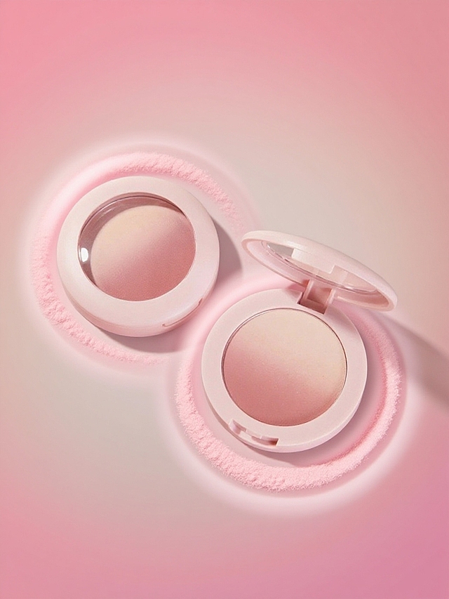 柔和粉色渐变背景，带有一圈圈扩散的粉质