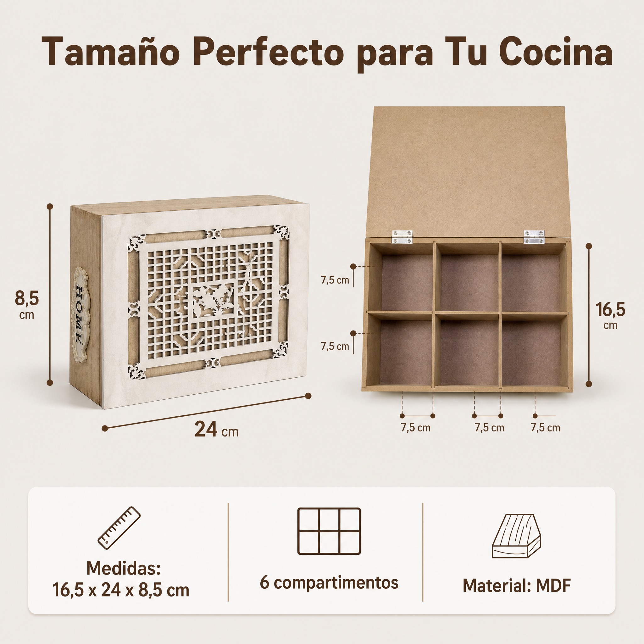 [主图-5] Caja de Té de Madera MDF… - 图片创意预览