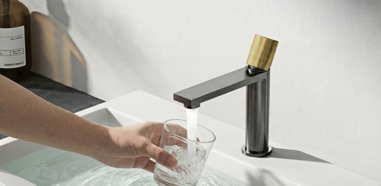 杯子换成透明杯子，手和杯子离龙头在远一些预览效果