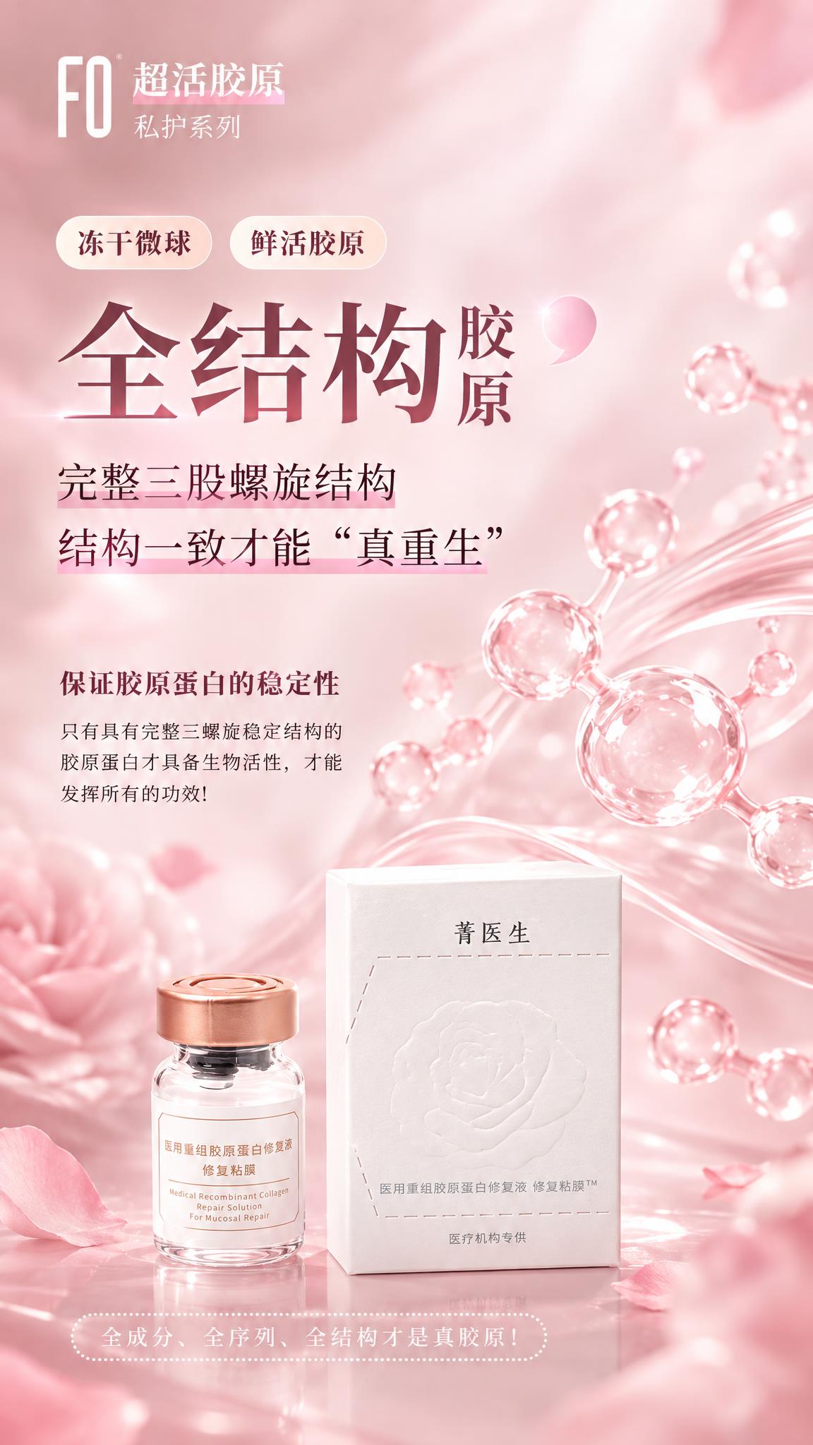 参考图3的文案和版式，将产品替换为菁医生医用重组胶原蛋白修复液… - 图片创意预览