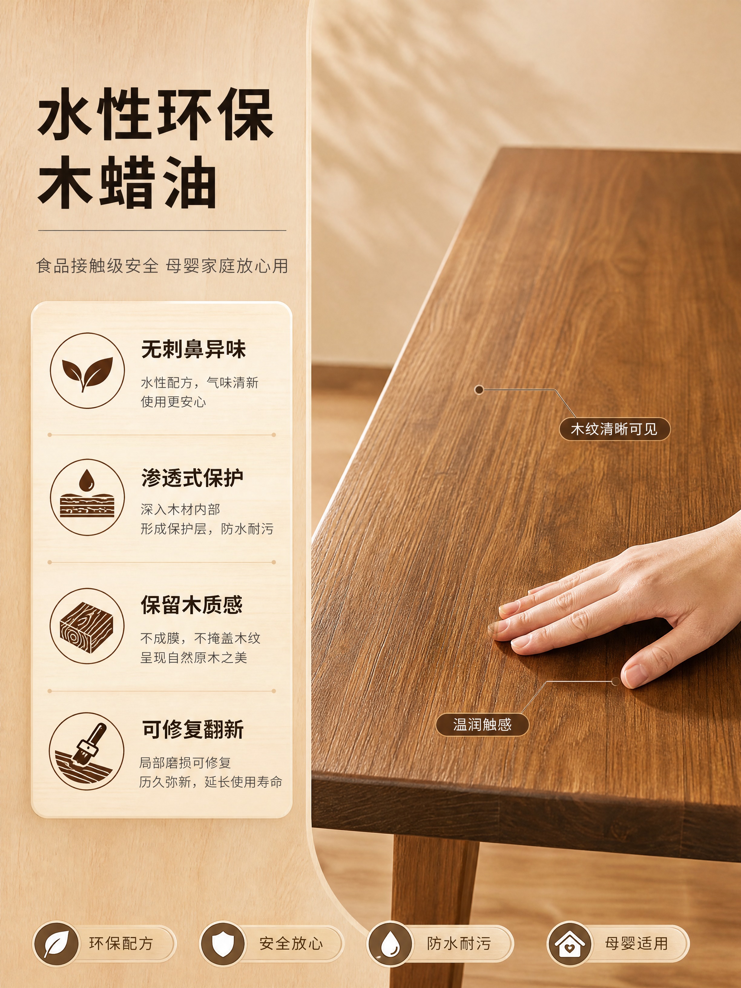 [商品] 使用【图4】新西兰松实木桌面（深木色涂装款）；保留实… - 图片创意预览