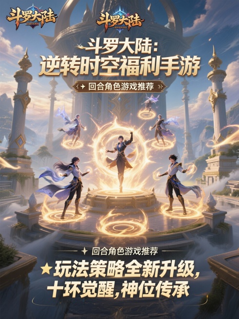 生成一款斗罗大陆逆转时空手游风格的宣传图片10张，“斗罗大陆：逆转时空 0.1折 、斗罗大陆：逆转时空折扣手游、斗罗大陆：逆转时空福利手游》” 为主标题 “✅ 热门动漫卡牌游戏推荐、✅横屏卡牌游戏推荐预览效果