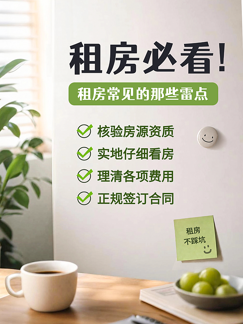 租房必看指南避雷攻略清新实景风小红书封面