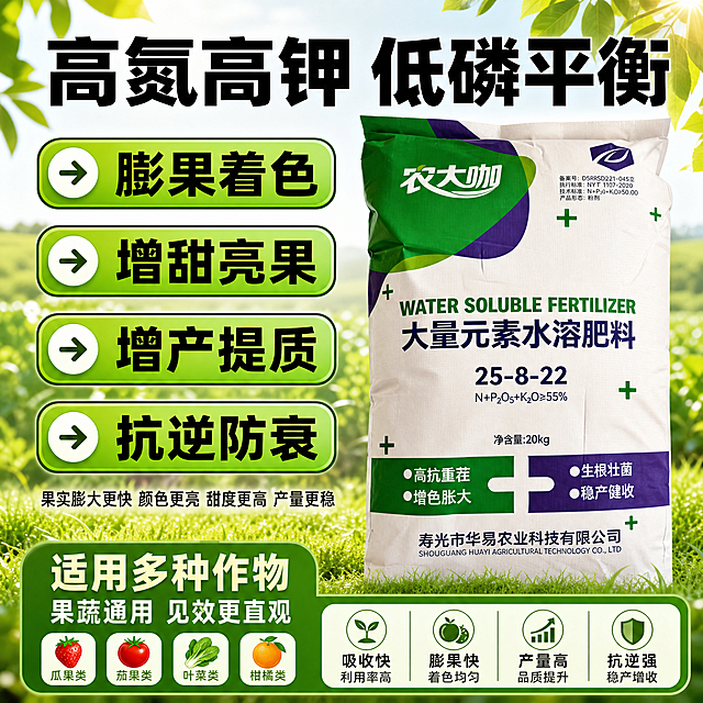 「图片1」「图片1」参考图一风格，生成一套主图（3张），商品名称是农大咖高钾平衡肥，主要卖点：1.高氮高钾、低磷平衡，.膨果着色、增甜亮果、增产提质、抗逆防衰 2.无氯配方，长期使用不酸化、不板结土壤，保护土壤微生物环境。 3.氮磷钾 + 中微协同吸收，肥效持久、利用率高，适配作物：黄瓜、辣椒、西瓜、甜瓜适配拼多多平台，主图比例为1:1