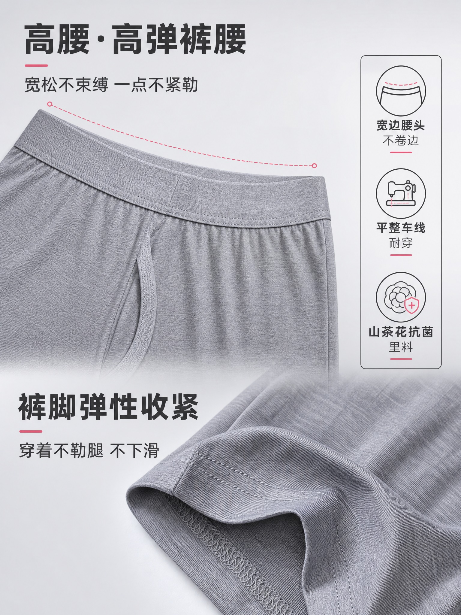 [主图-4] 细节做工展示图，主题为高腰设计与裤脚细节，突出高… - 图片创意预览