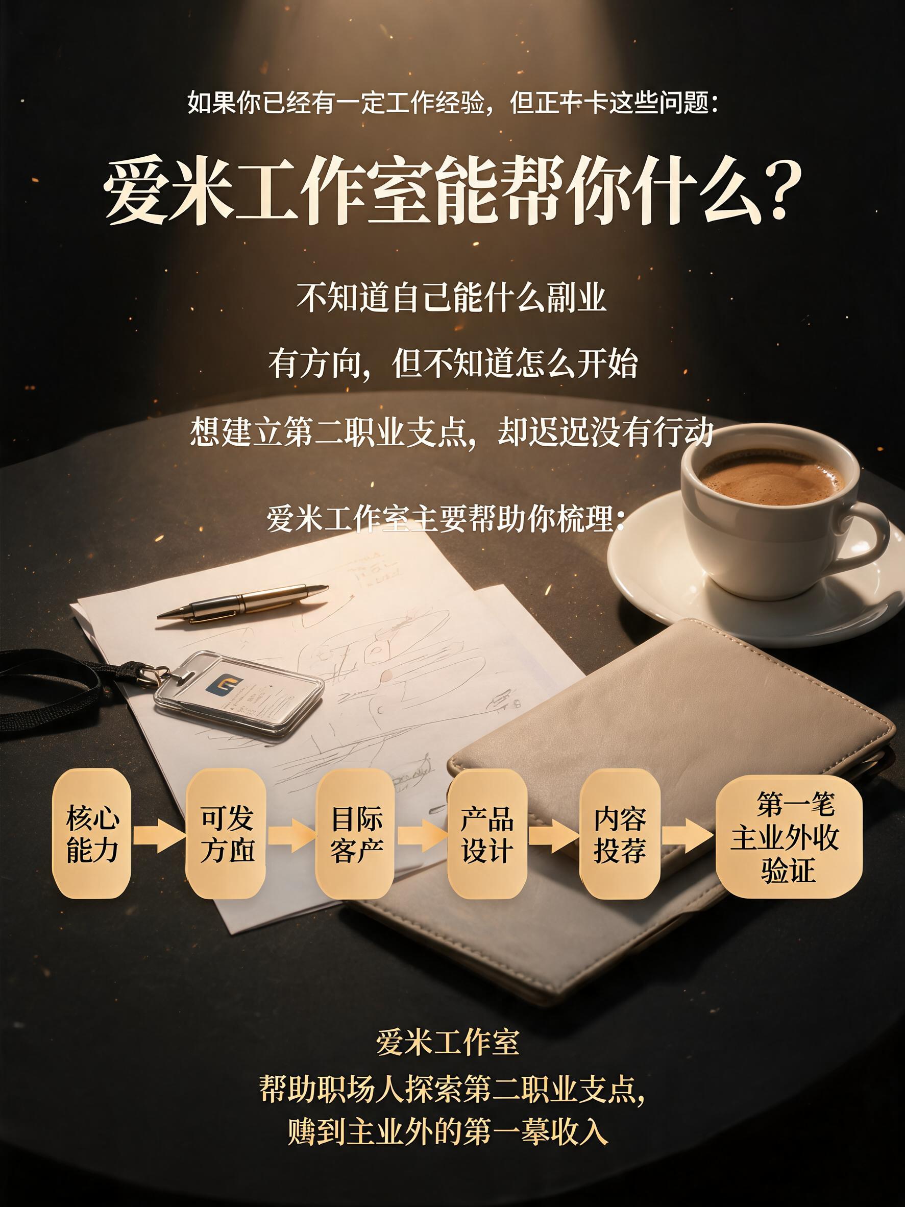 小红书3:4竖版图文海报第八页服务收口页，深黑炭黑背景，暖金色… - 图片创意预览