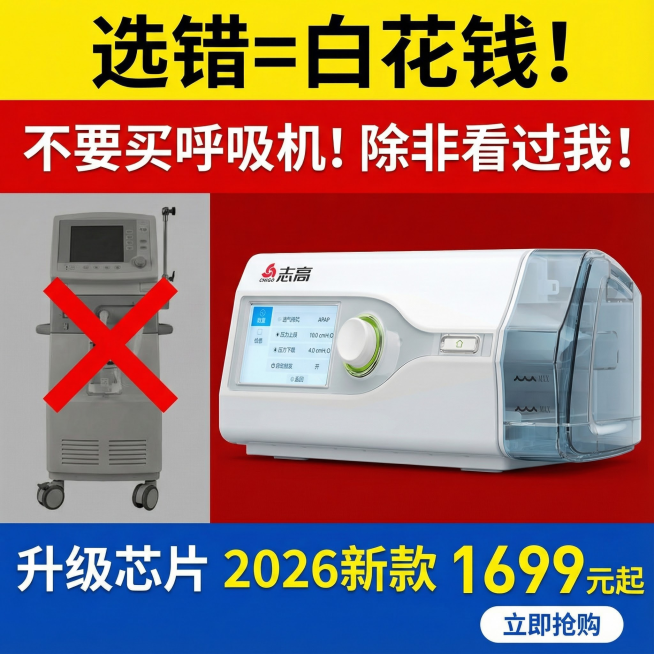 这是我的产品图。帮我生成5张天猫电商主图、5张直通车图。主图要求带场景性质；直通车图的图片形式不限，要求就是吸引眼球、超高点击率。主文案是：不要买呼吸机！除非看过我！副文案是：升级芯片 2026新款预览效果