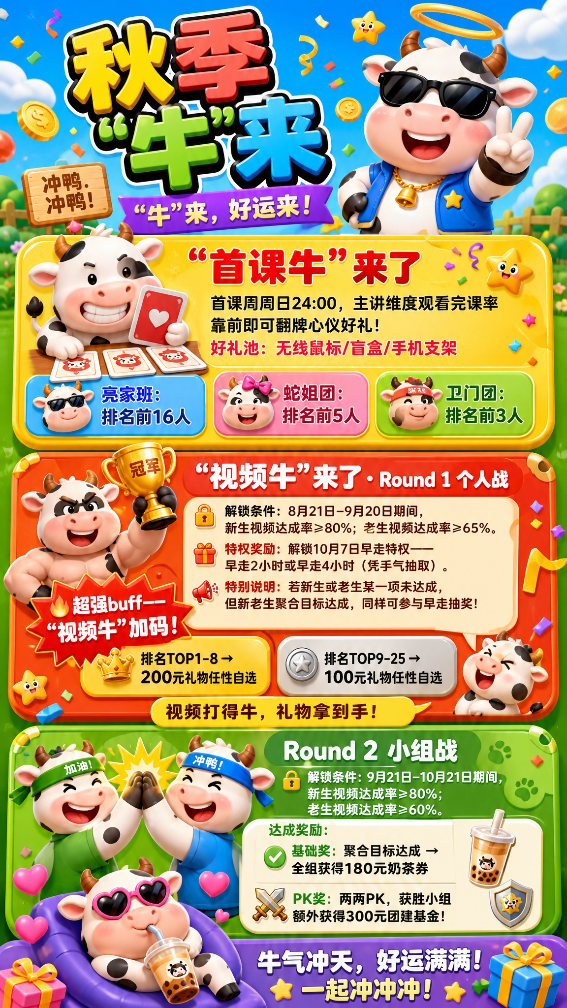 一张团队内部激励宣传海报，搞笑吸睛风格，颜色明媚鲜艳不暗沉，大… - 图片创意预览